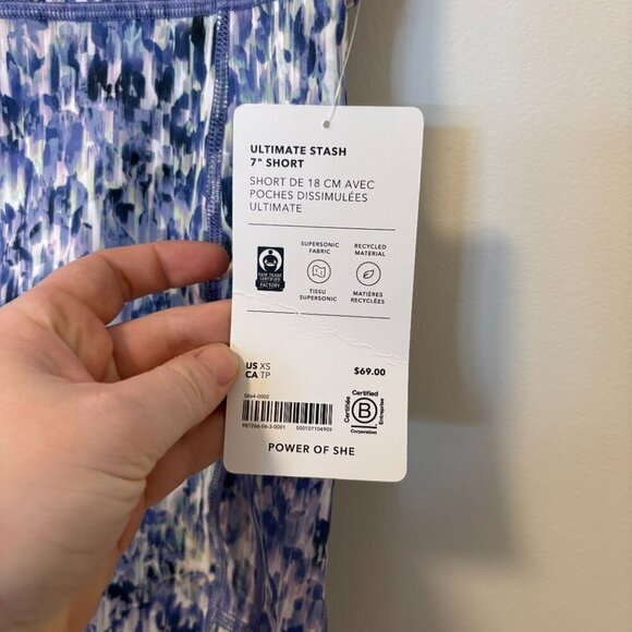 Athleta Ultimate Stash Pocket 7” Short Shorts NWT Size XS Blue Purple Green - Picture 6 of 12